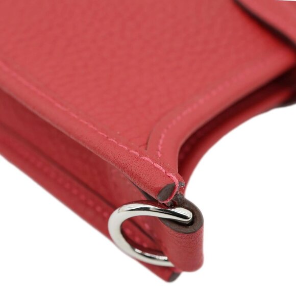 HERMES  Evelyne TPM 16 Amazone Clemence Leather Crossbody Bag Red - Picture 7 of 12